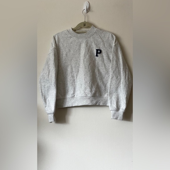 Parke Chenille Shrunken Mockneck S/M Varsity Letterman P Crewneck Gray - Picture 6 of 11